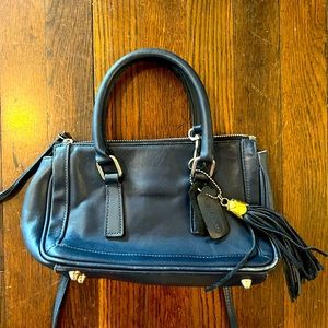 Coach Navy Mini Leather Satchel Cross Body Tassel